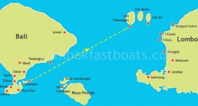 Bluewater Express Route Map Serangan to Gili Trawangan